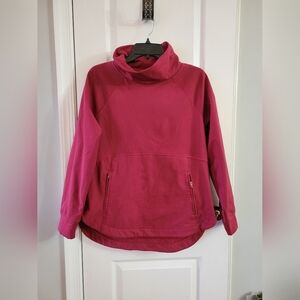 Lou & Grey Sporty Brushed Back Cowl Neck Tunic Sweatshirt Red Size Medium